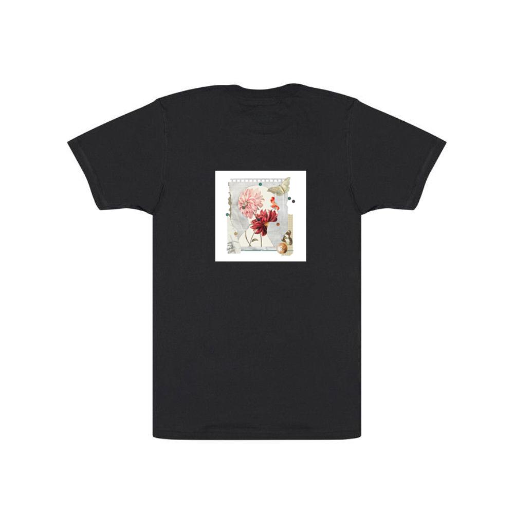 An Artistic Montage of a Silhouette Head with Blooming Flowers and Butterflies T-Shirts