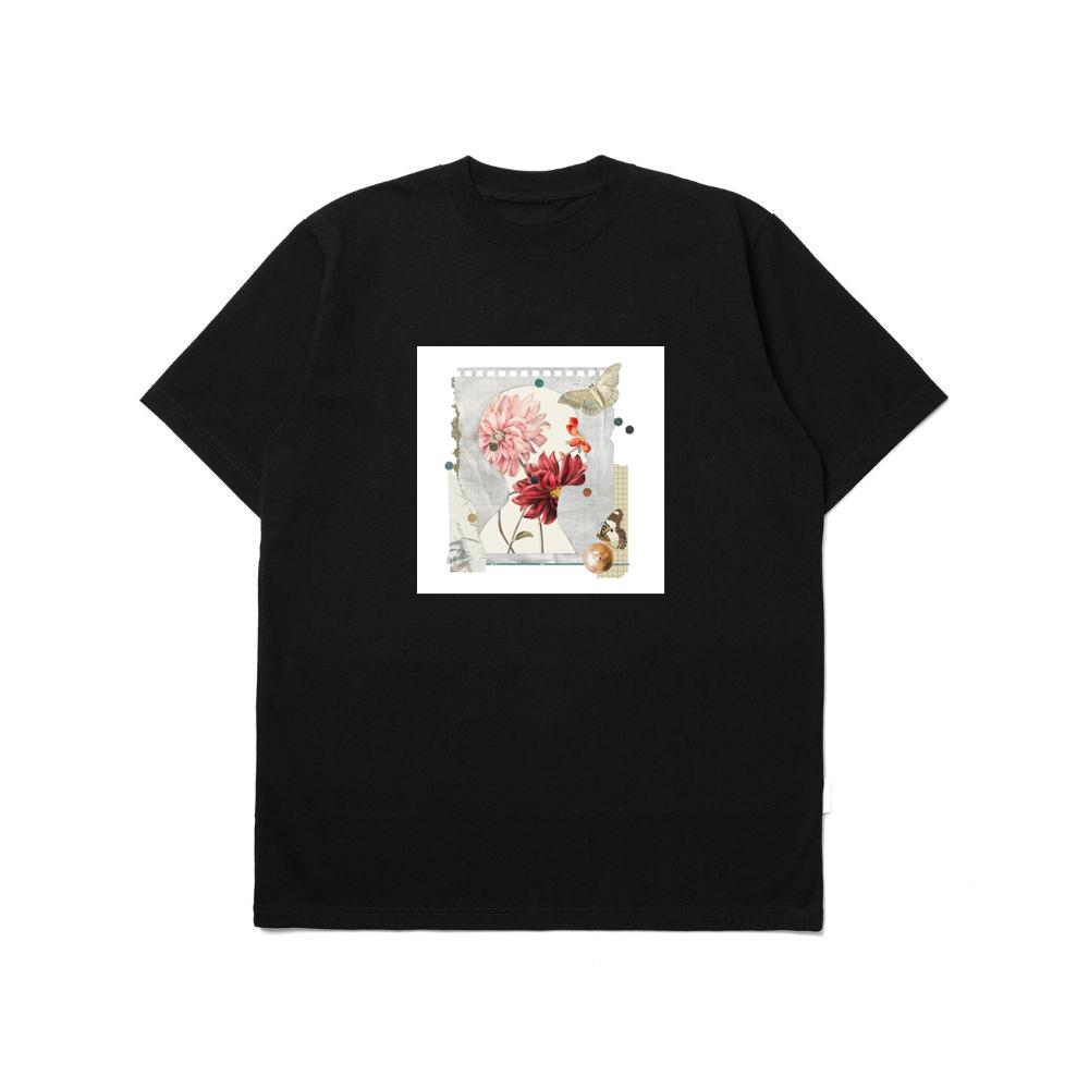 An Artistic Montage of a Silhouette Head with Blooming Flowers and Butterflies T-Shirts