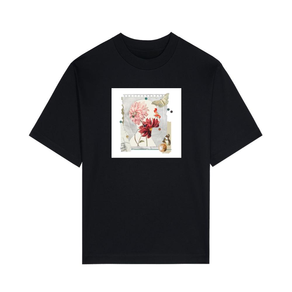 An Artistic Montage of a Silhouette Head with Blooming Flowers and Butterflies T-Shirts