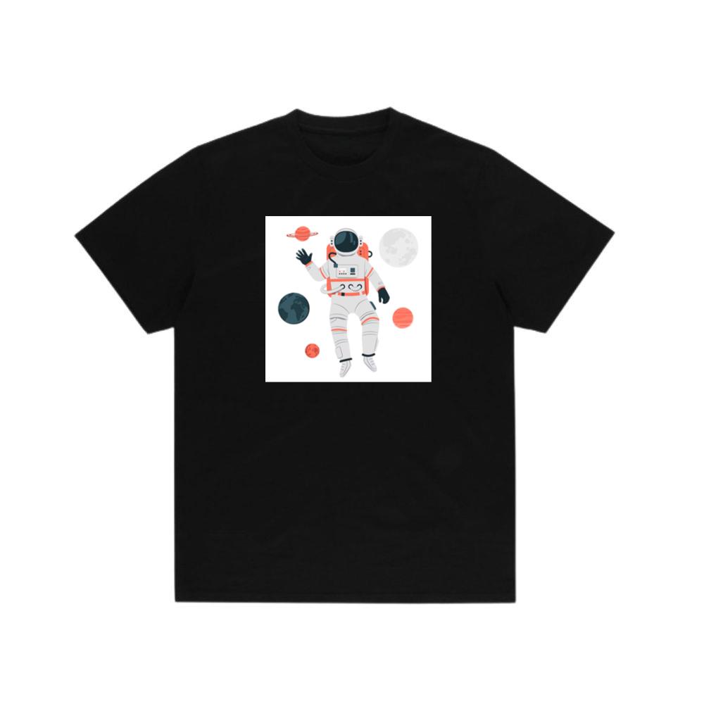 An Astronaut Floating Among Planets in a Stylized Design TShirts Tetebi