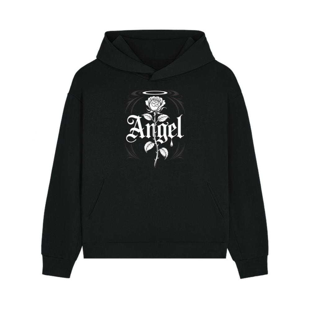 Angel Rose Floral Gothic Typography Design Hoodie