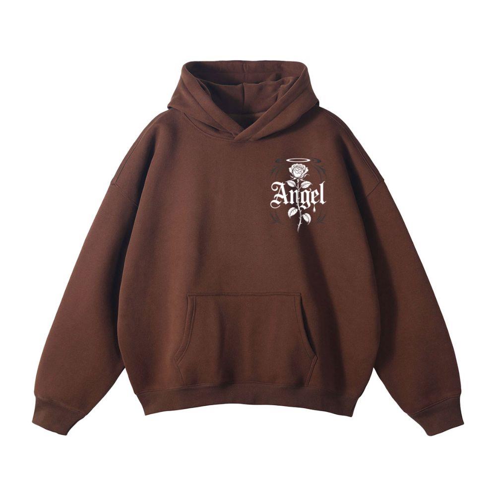 Angel Rose Floral Gothic Typography Design Hoodie - Image 3