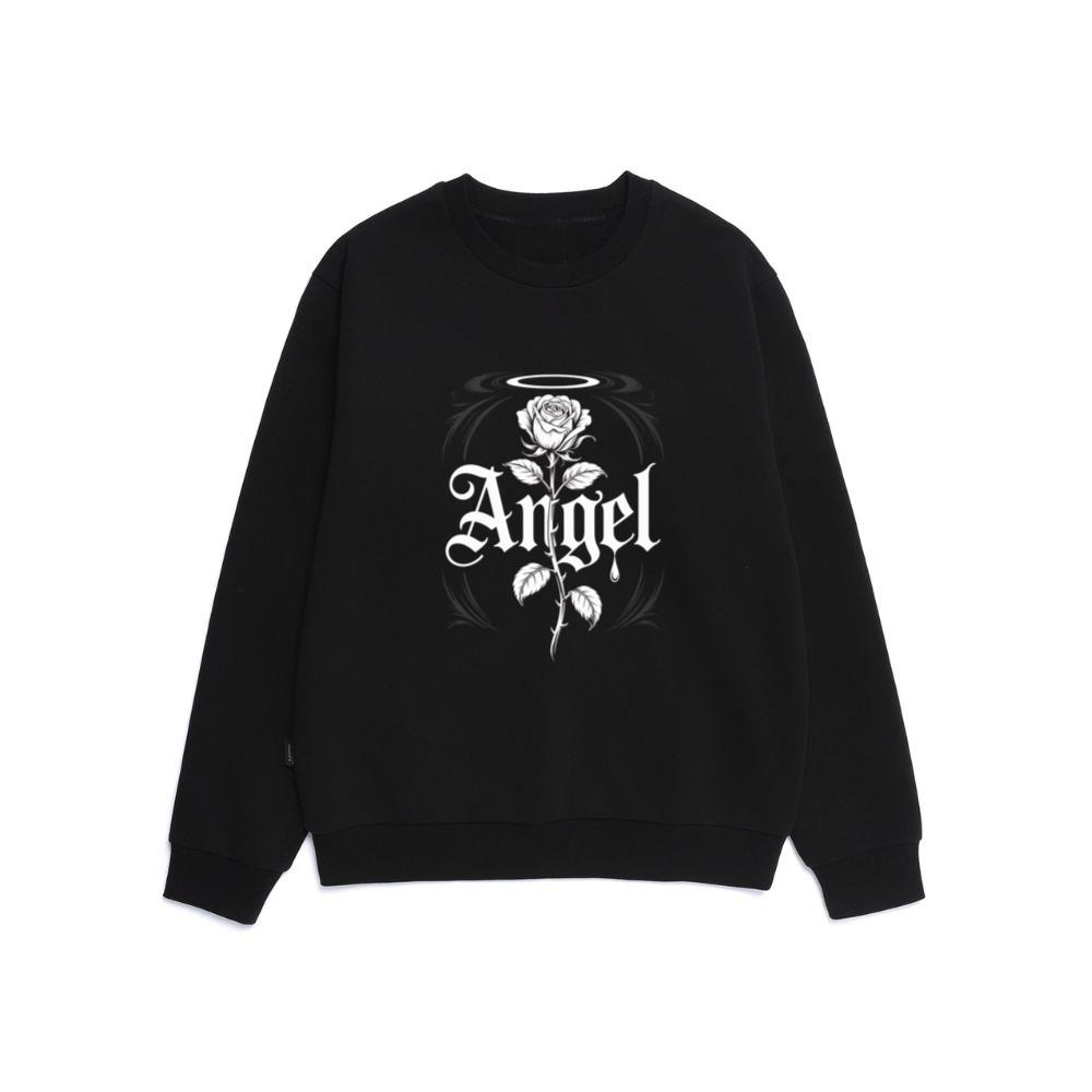 Angel Rose Floral Gothic Typography Design Sweatshirt