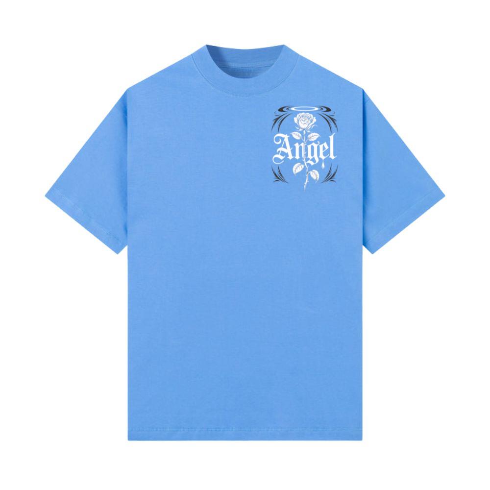 Angel Rose Floral Gothic Typography Design T-Shirt - Image 3