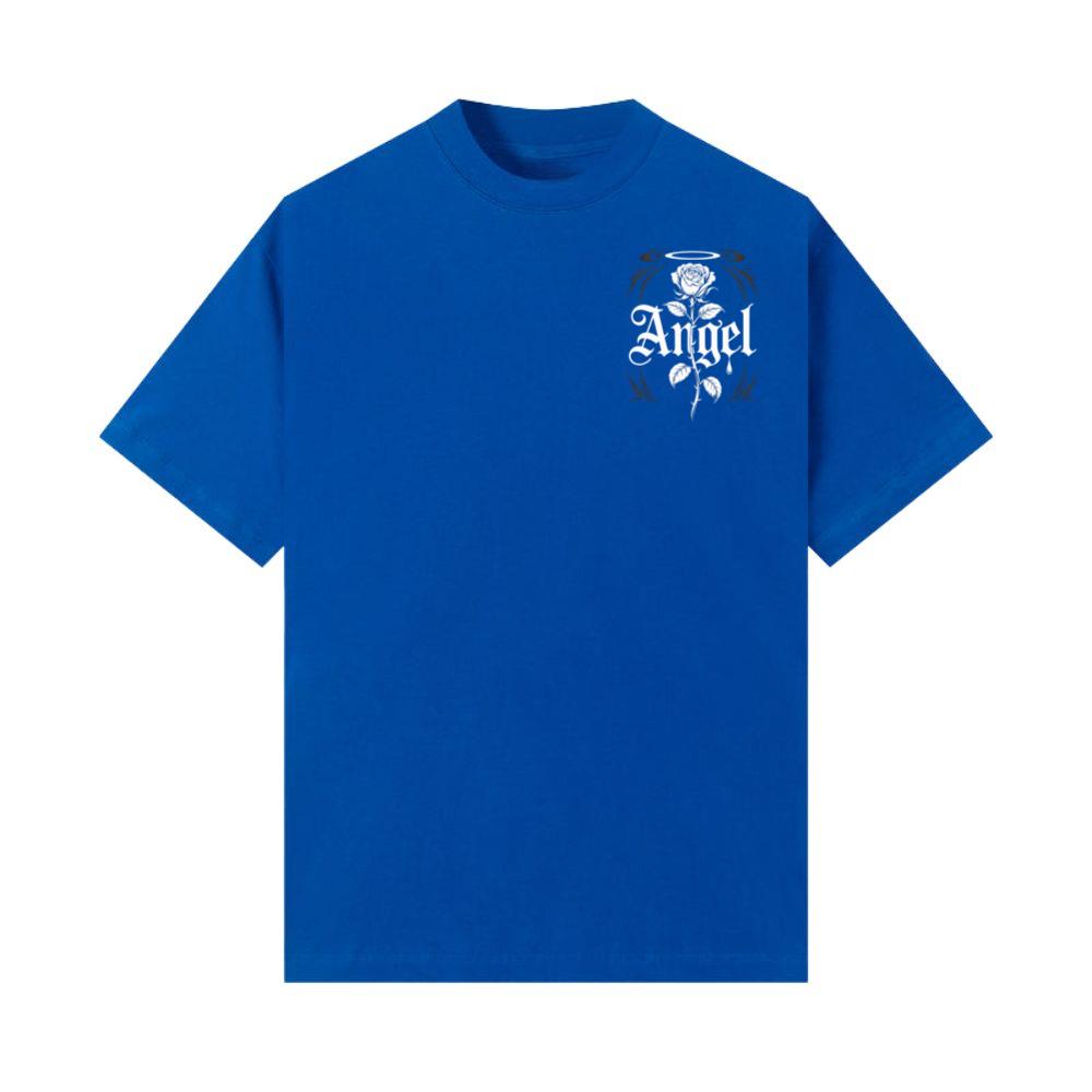 Angel Rose Floral Gothic Typography Design T-Shirt - Image 2