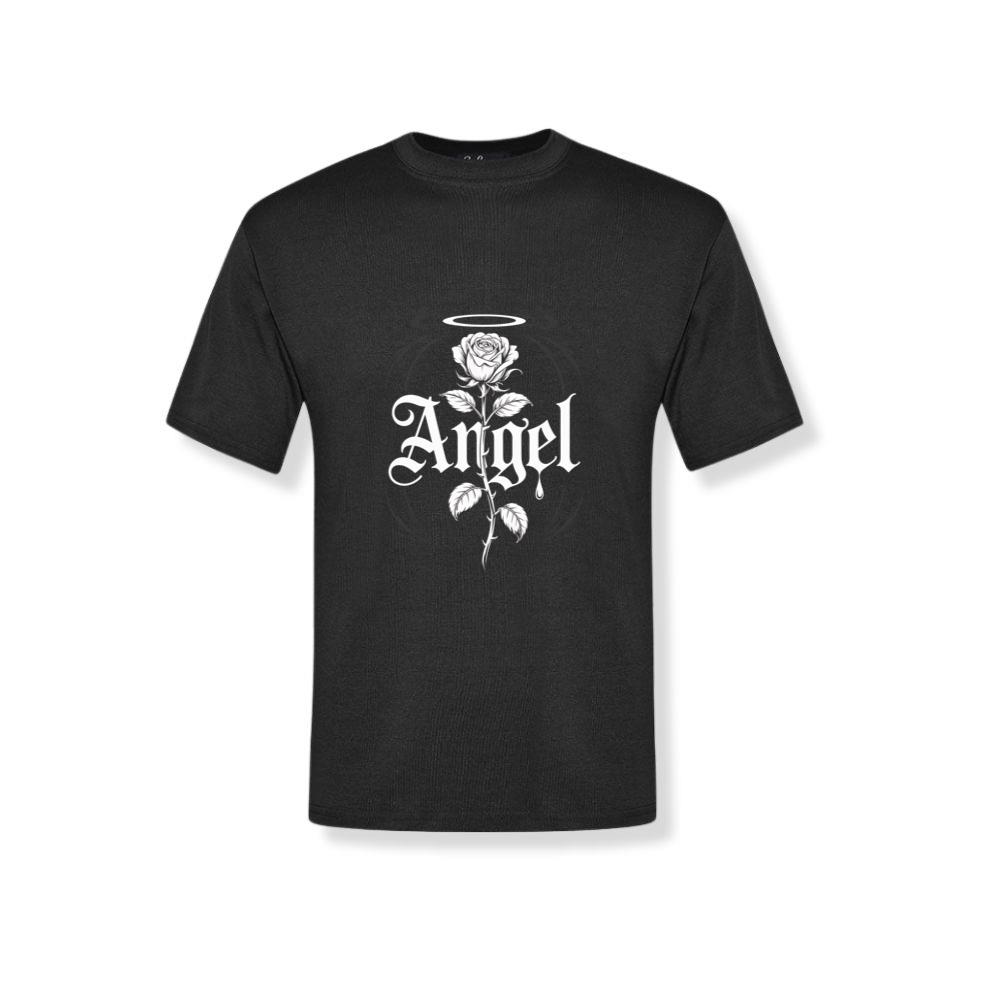 Angel Rose Floral Gothic Typography Design T-Shirt