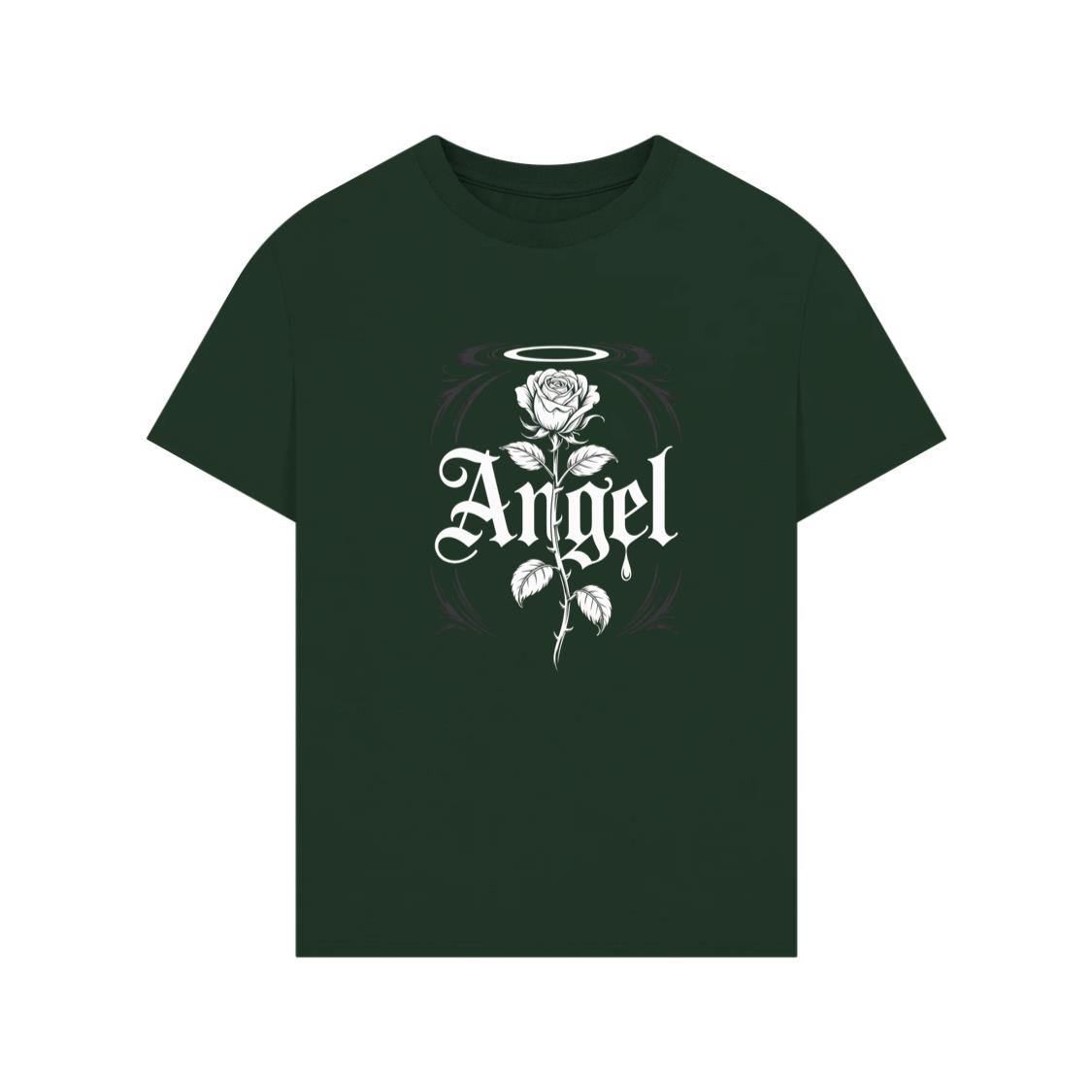 Angel Rose Floral Gothic Typography Design TShirt Rewinde