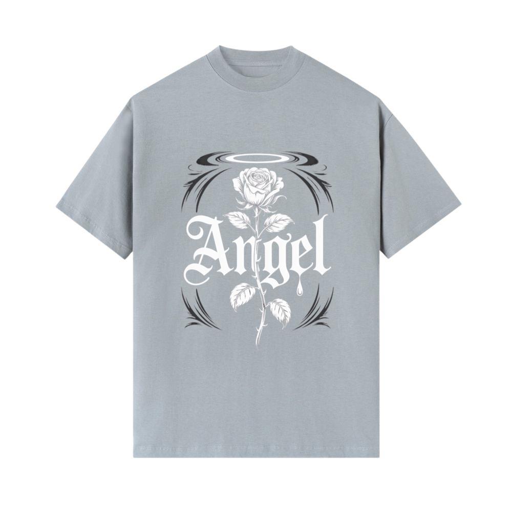 Angel Rose Floral Gothic Typography Design T-Shirts