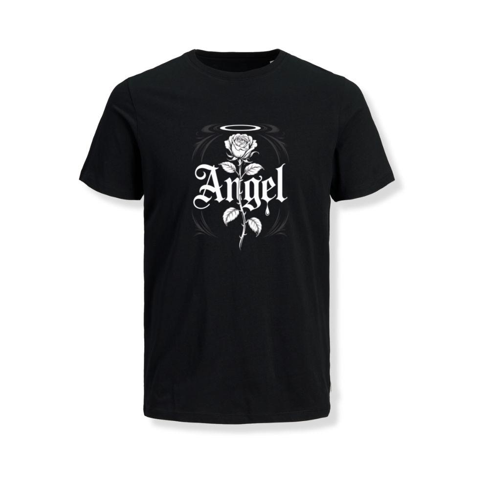Angel Rose Floral Gothic Typography Design T-Shirts