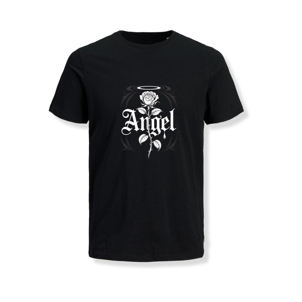 Angel Rose Floral Gothic Typography Design T-Shirts