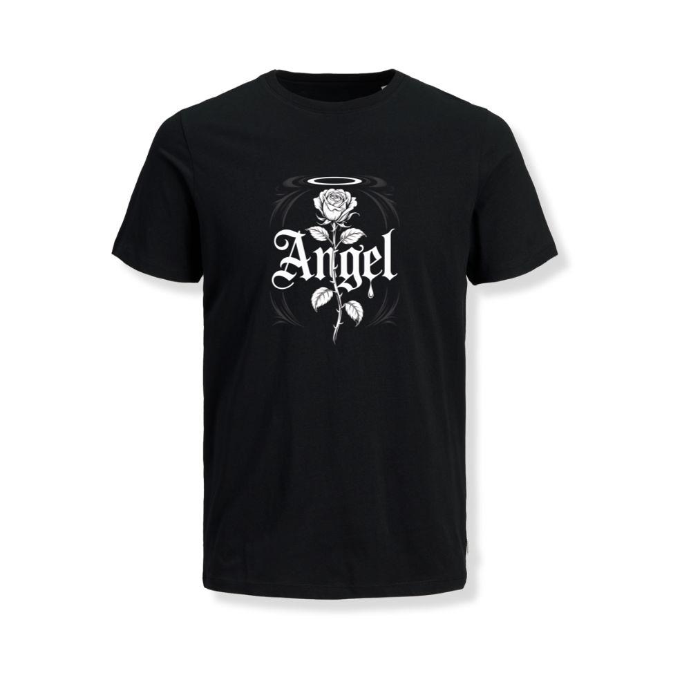 Angel Rose Floral Gothic Typography Design T-Shirts