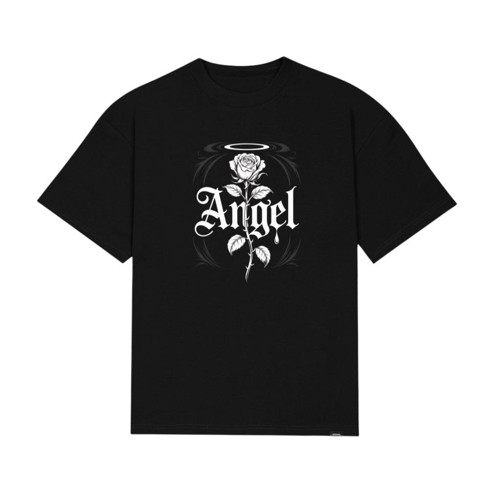 Angel Rose Floral Gothic Typography Design T-Shirts