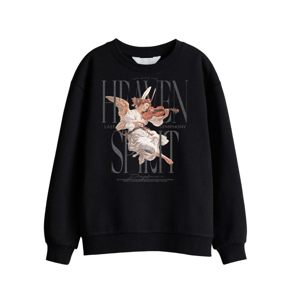 Angel Y2K Back Print Urban Streetwear T-Shirt - Black, Small, Unisex-Adults_Kids Sweatshirt