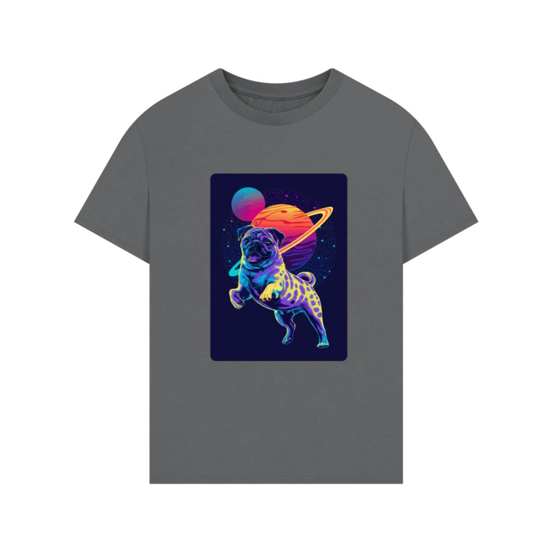 Animal Art Planet Fantasy Artwork with Pug in T-Shirt