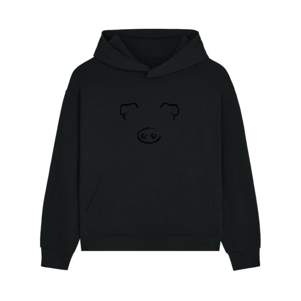 ANIMAL FACE PIG BLACK Hoodie