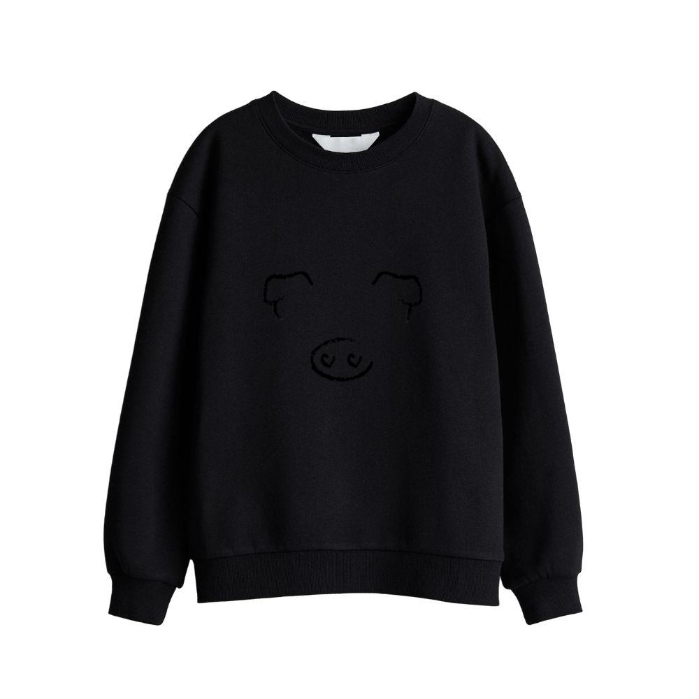 ANIMAL FACE PIG BLACK Sweatshirts