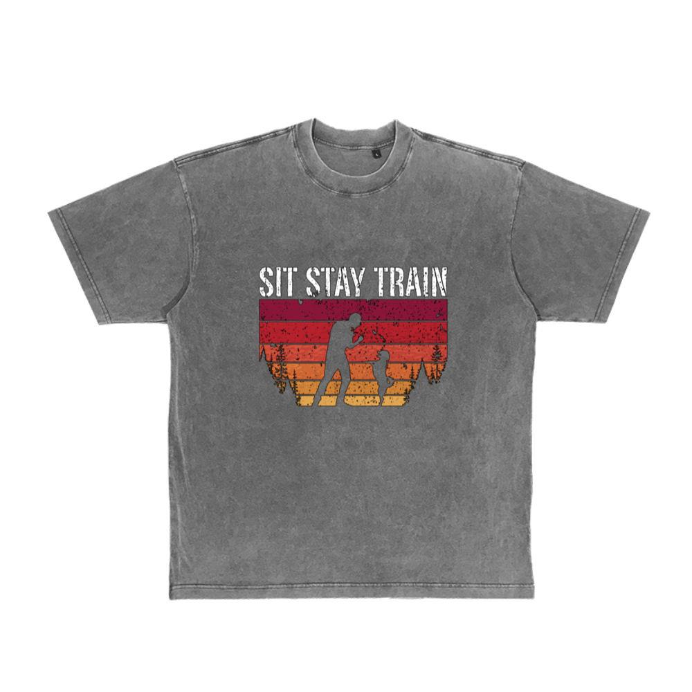 Animal Trainer Sit Stay Train Retro Dog Training T-Shirt