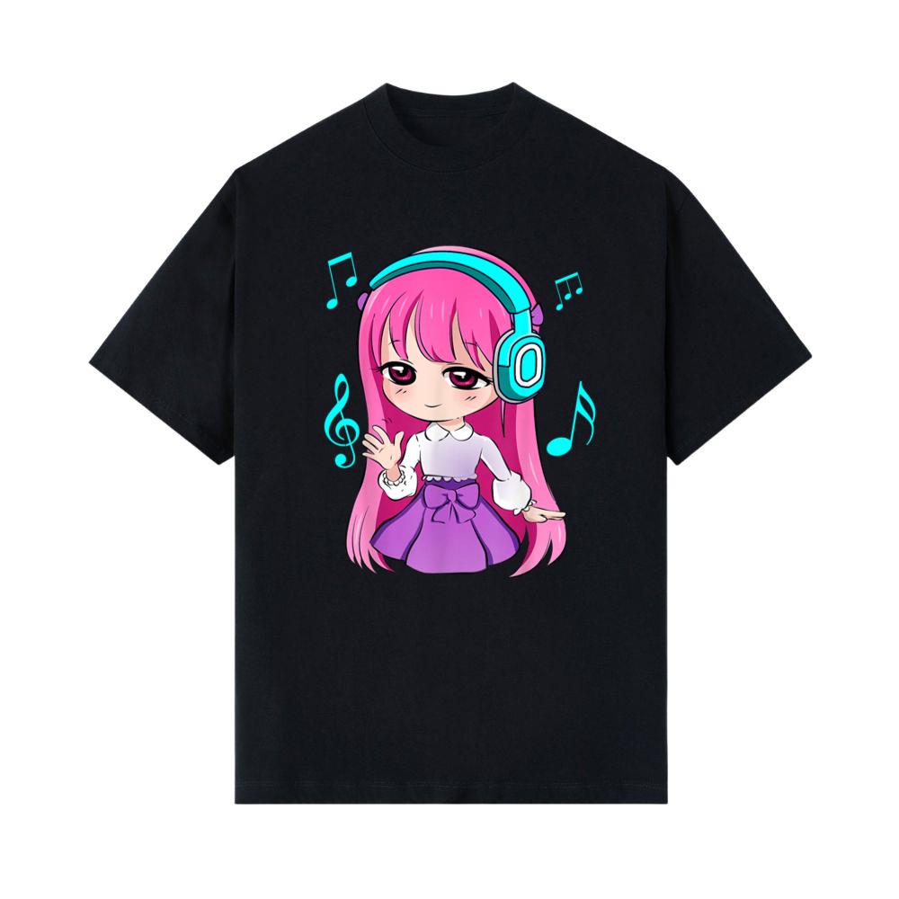 Anime and Music Girl for Teen chibi graphic Anime girl T-Shirt 