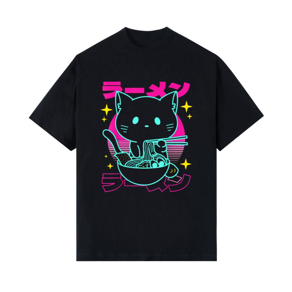 Anime Ramen Cat Retro Japanese Noodles Aesthetic Kawaii cat T-Shirt 