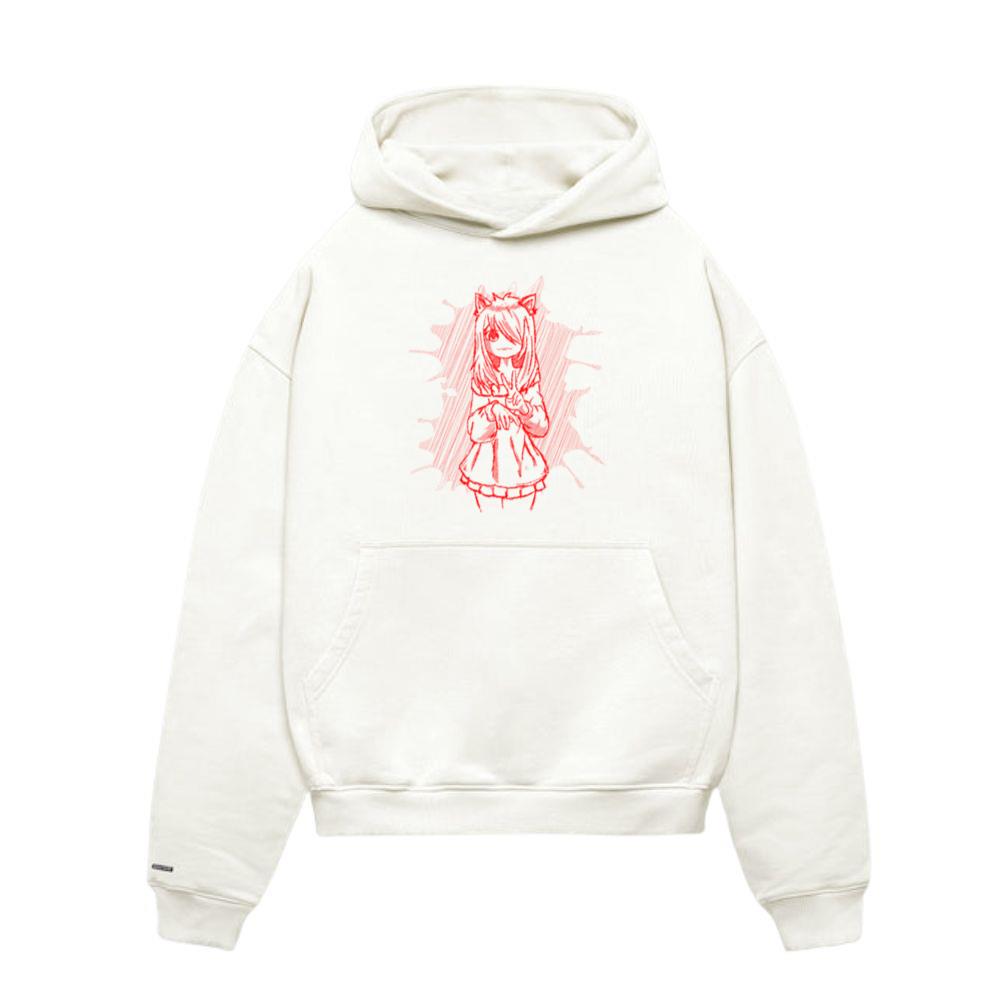 Art Academia Aesthetic Neko Anime Girl Peace Hoodie