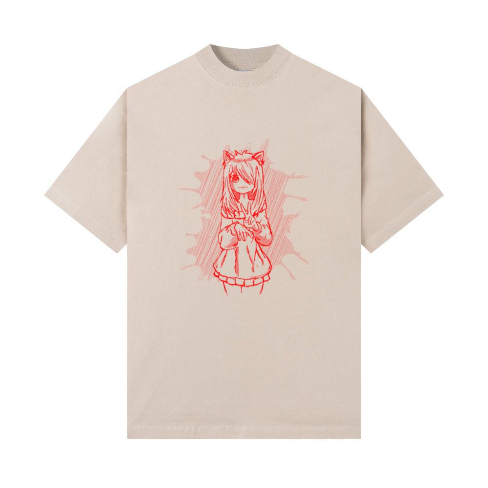Art Academia Aesthetic Neko Anime Girl Peace T-Shirts