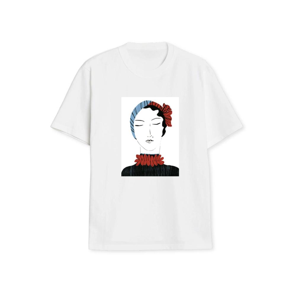 Art Deco Woman with Stylized Floral Accents T-Shirts