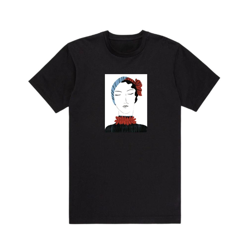 Art Deco Woman with Stylized Floral Accents T-Shirts