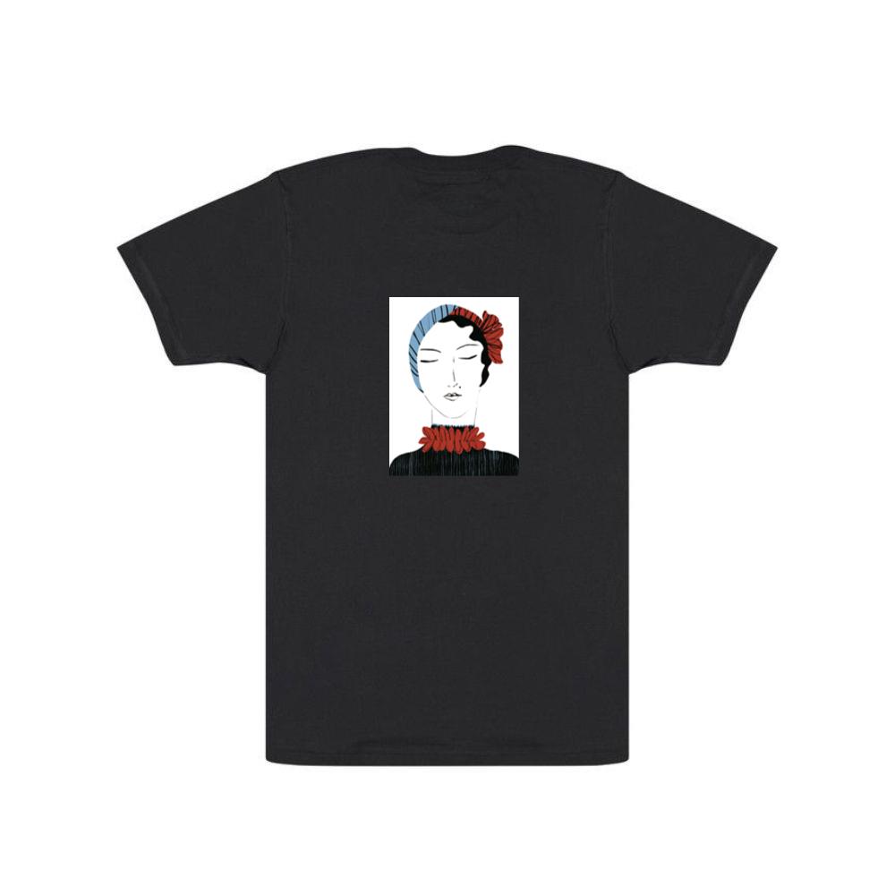 Art Deco Woman with Stylized Floral Accents T-Shirts