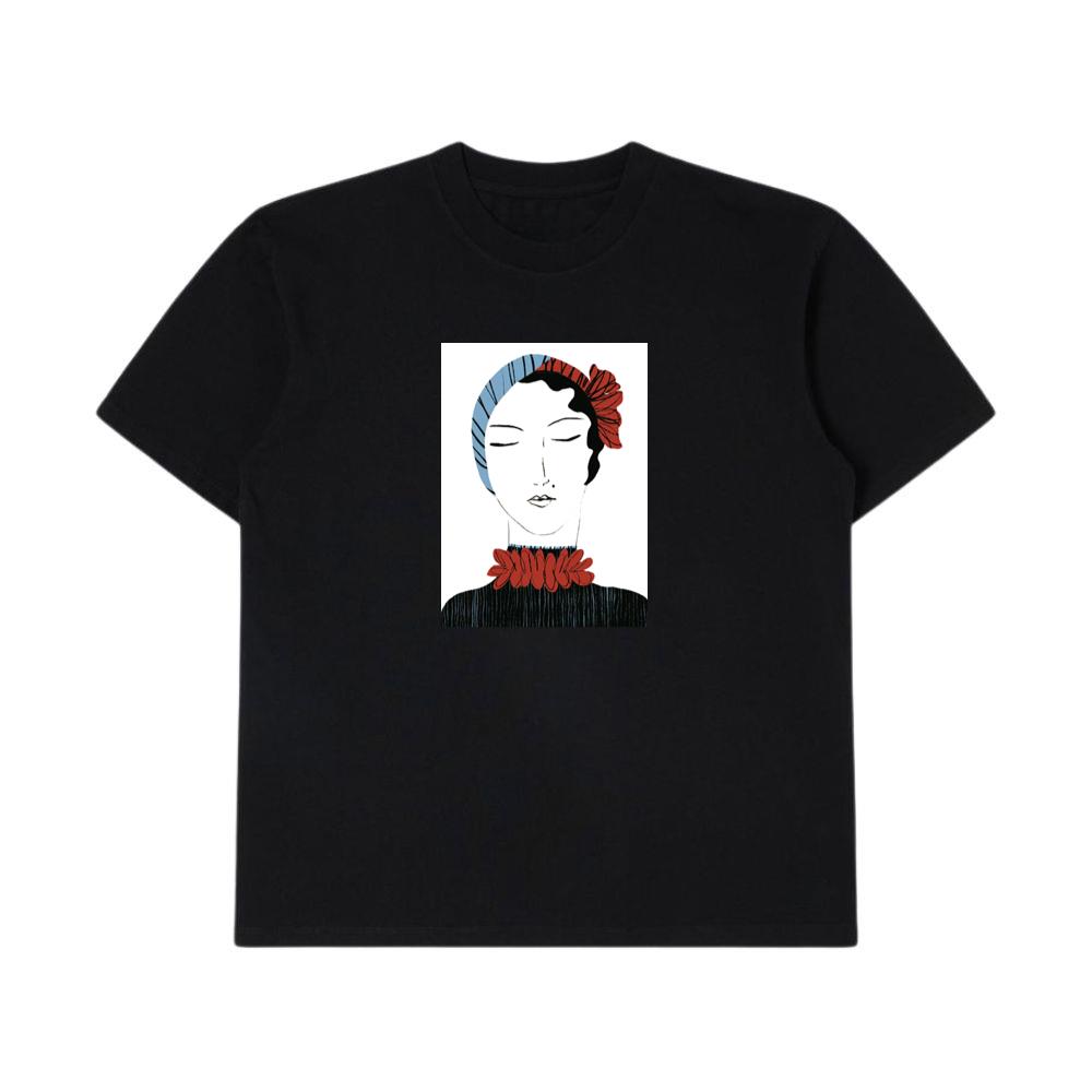 Art Deco Woman with Stylized Floral Accents T-Shirts