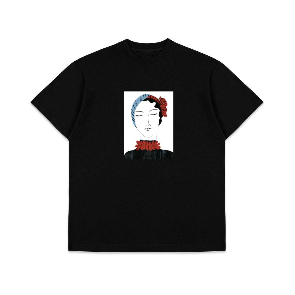 Art Deco Woman with Stylized Floral Accents T-Shirts