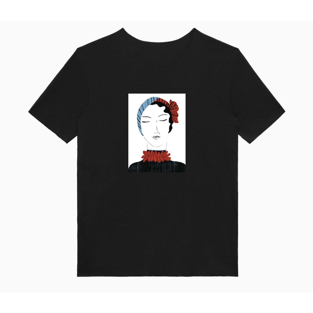 Art Deco Woman with Stylized Floral Accents TShirts Tickertaz