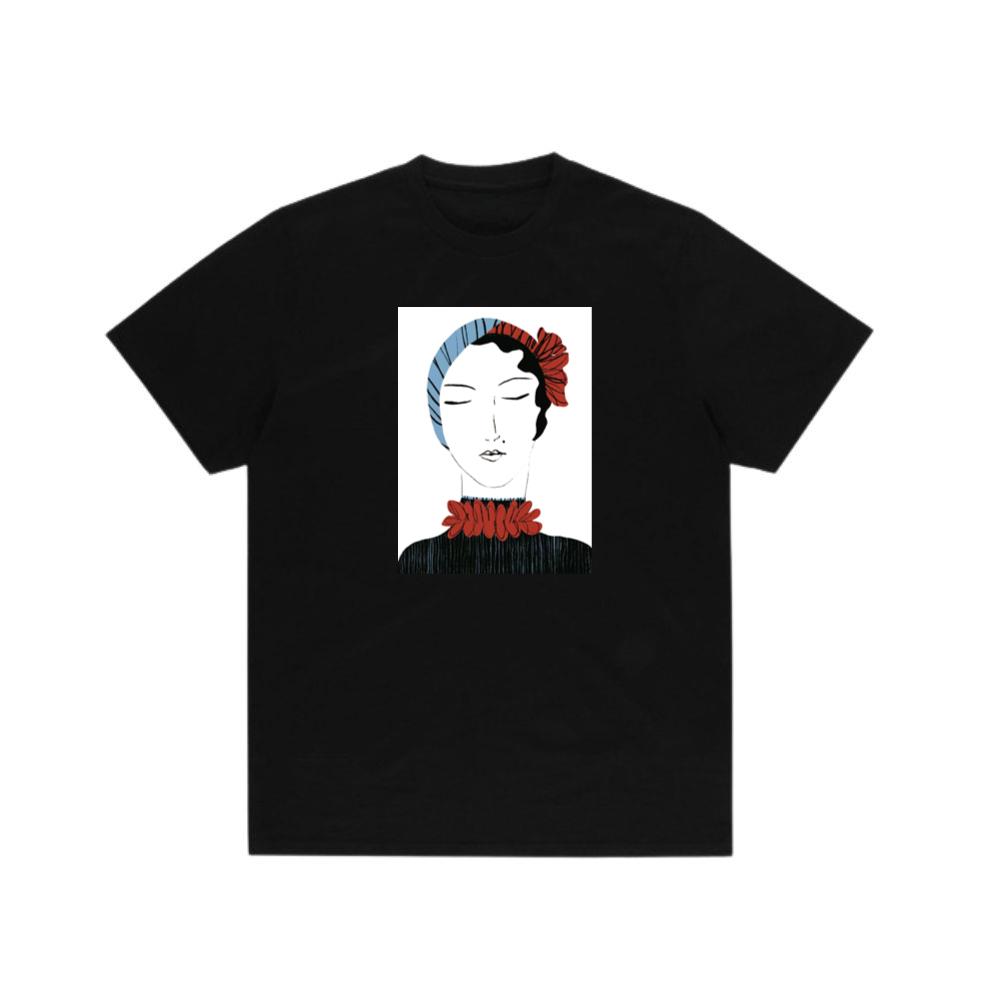 Art Deco Woman with Stylized Floral Accents TShirts Tetebi