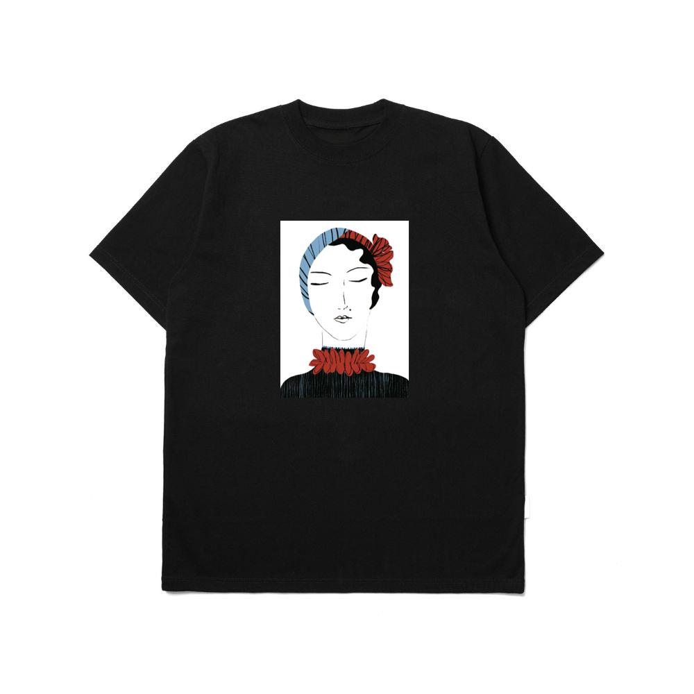 Art Deco Woman with Stylized Floral Accents T-Shirts
