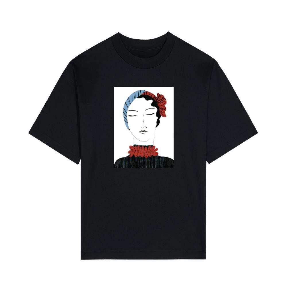 Art Deco Woman with Stylized Floral Accents T-Shirts