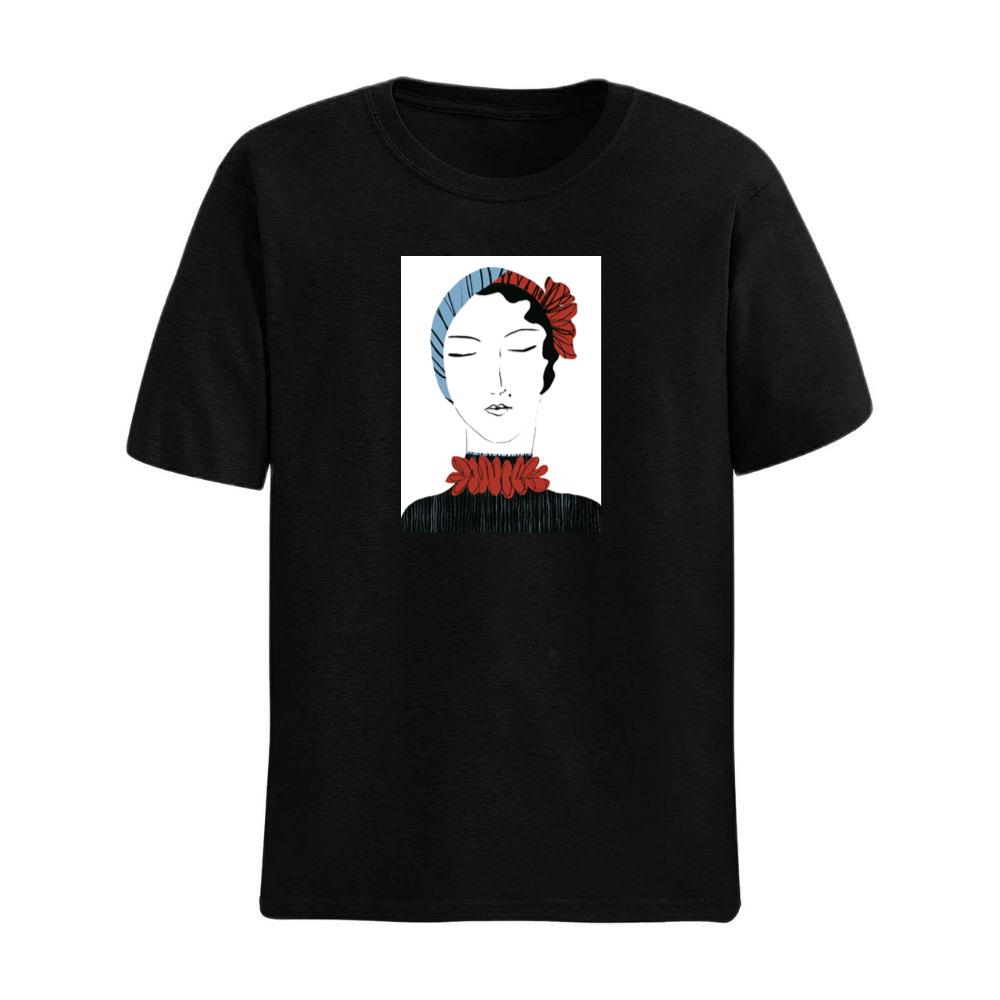 Art Deco Woman with Stylized Floral Accents T-Shirts