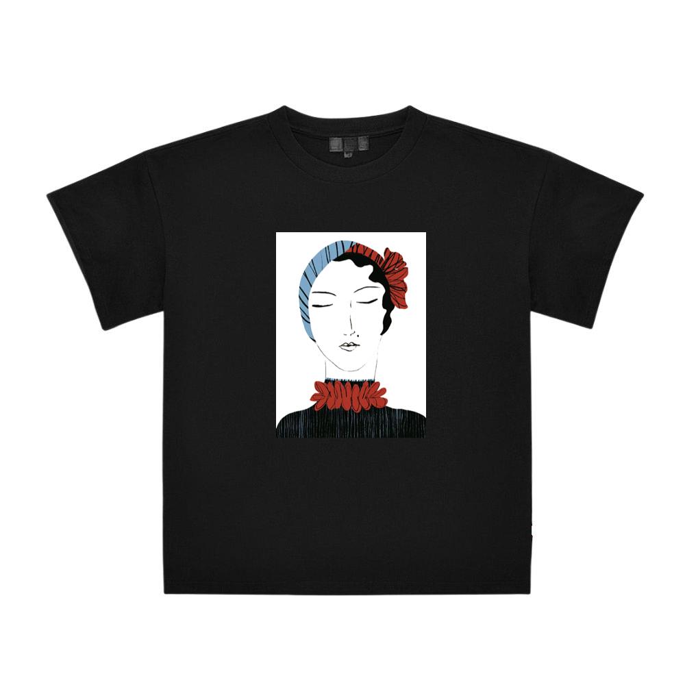 Art Deco Woman with Stylized Floral Accents T-Shirts