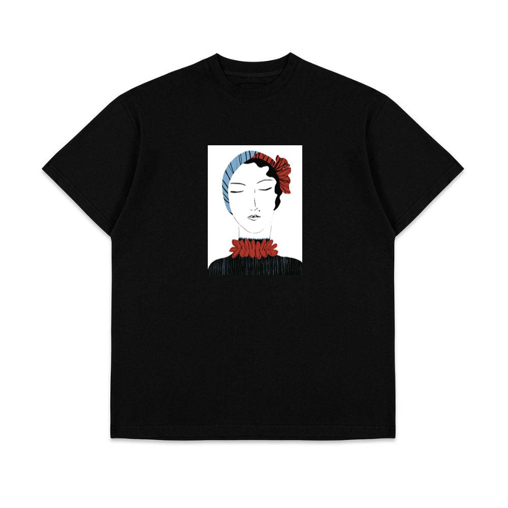 Art Deco Woman with Stylized Floral Accents T-Shirts