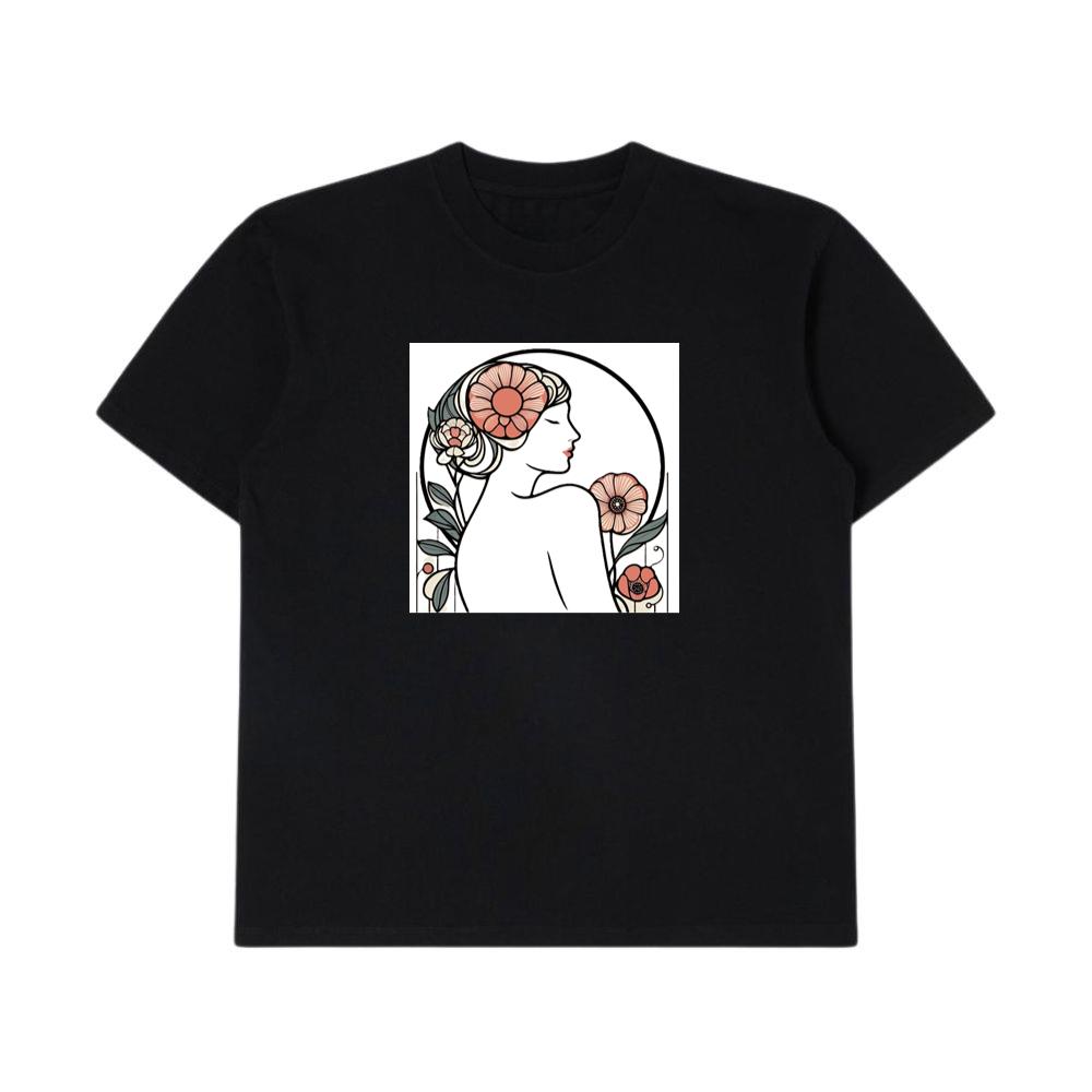 Art Nouveau Woman with Floral Adornments T-Shirts