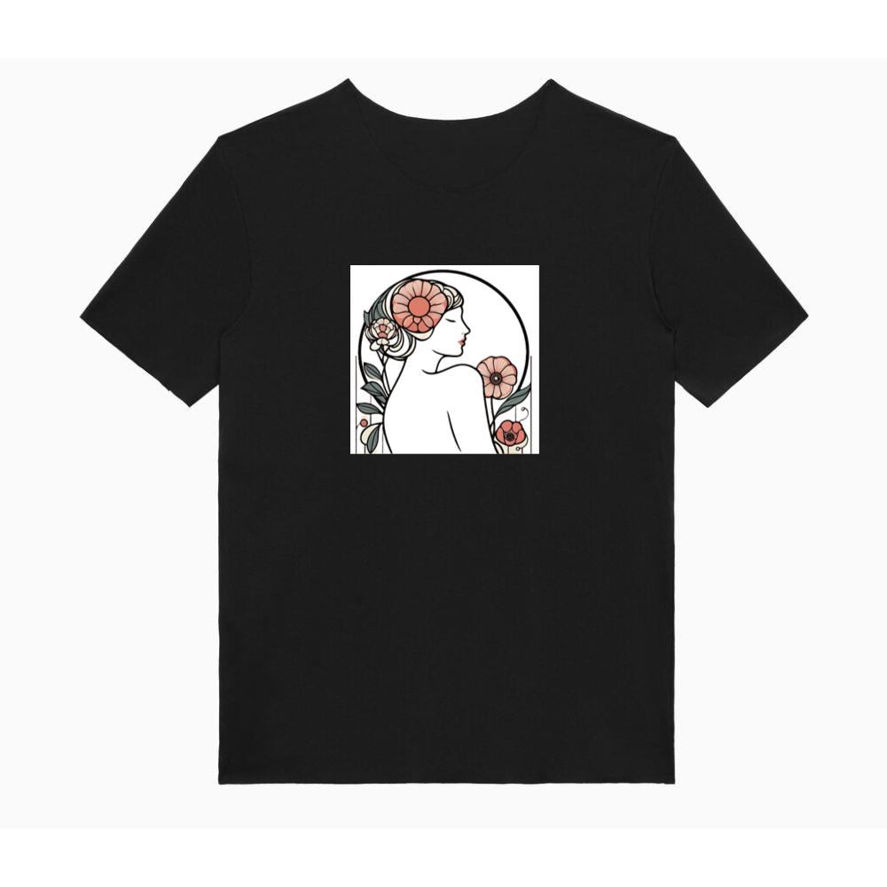 Art Nouveau Woman with Floral Adornments TShirts Tickertaz