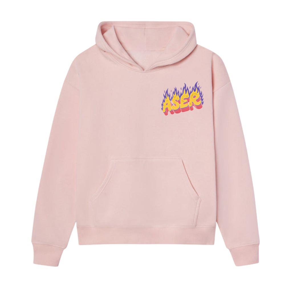 Aser Fire Retro Lettering Graphic Hoodie