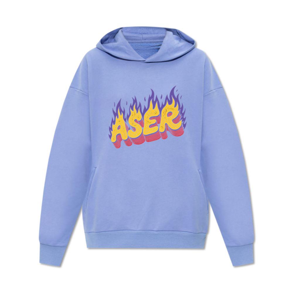 Aser Fire Retro Lettering Graphic Hoodie