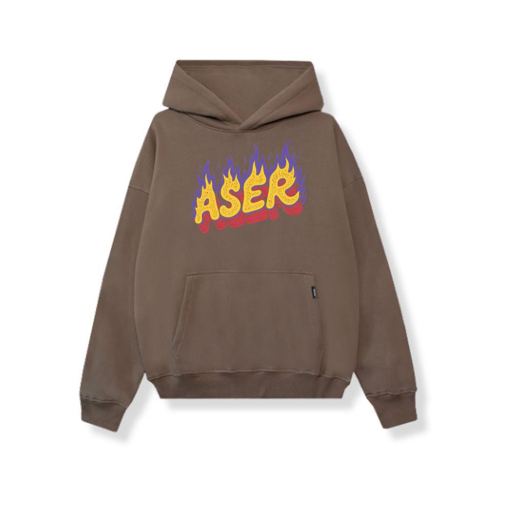 Aser Fire Retro Lettering Graphic Hoodie