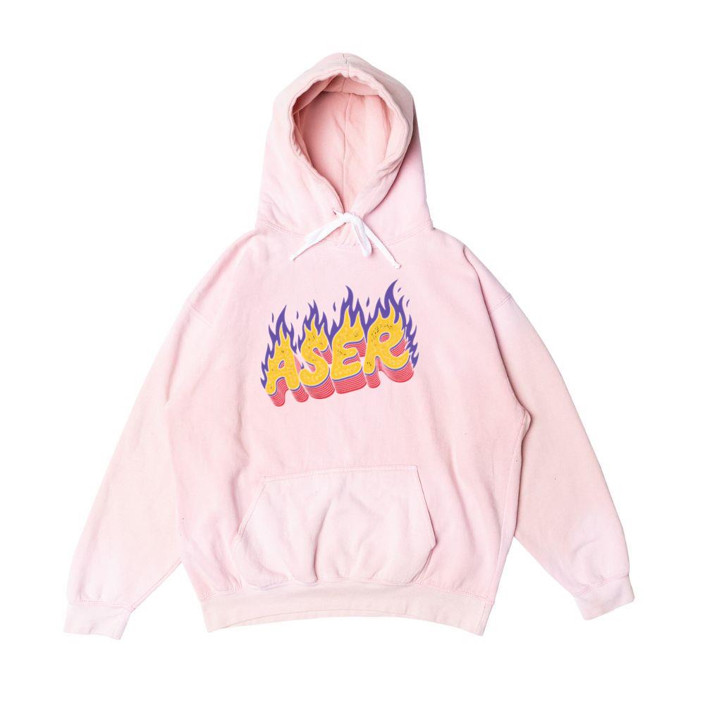 Aser Fire Retro Lettering Graphic Hoodie