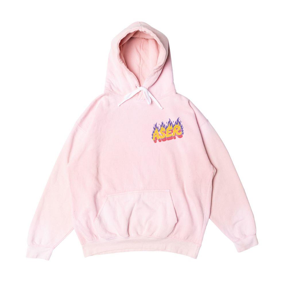 Aser Fire Retro Lettering Graphic Hoodie