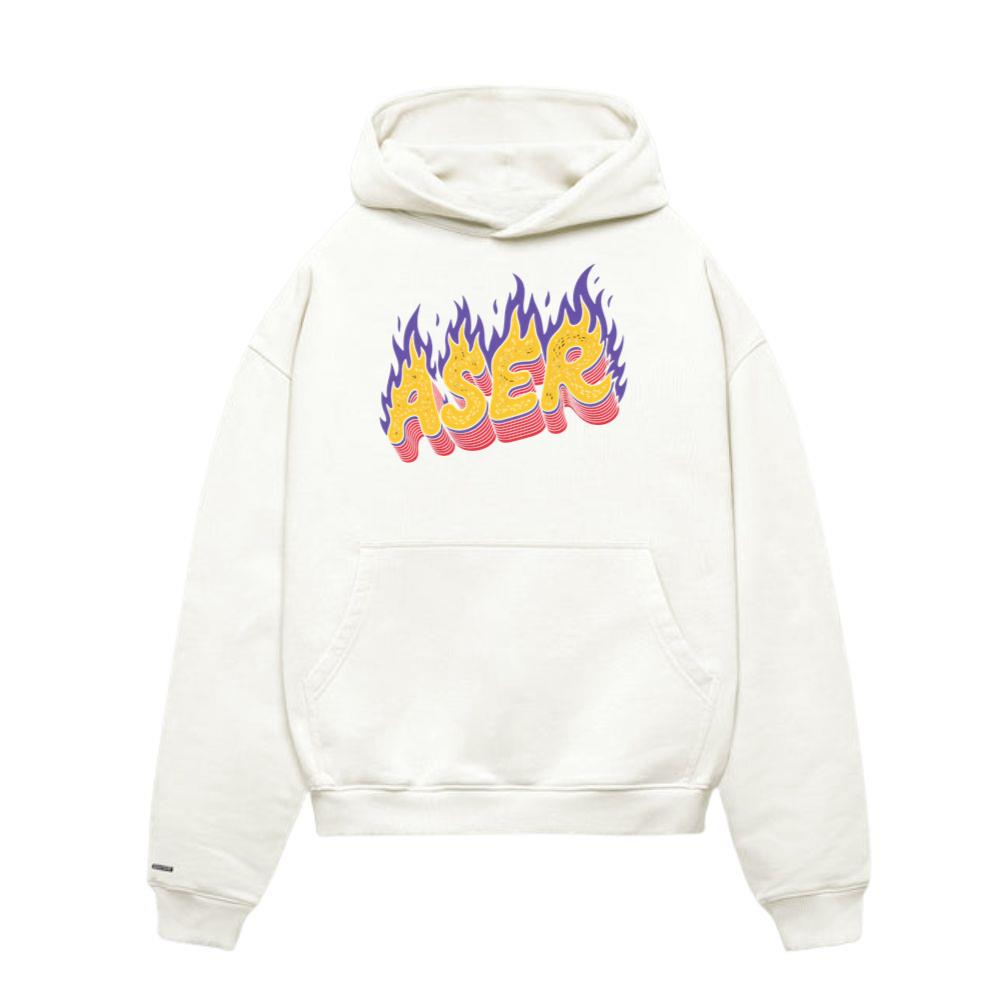 Aser Fire Retro Lettering Graphic Hoodies