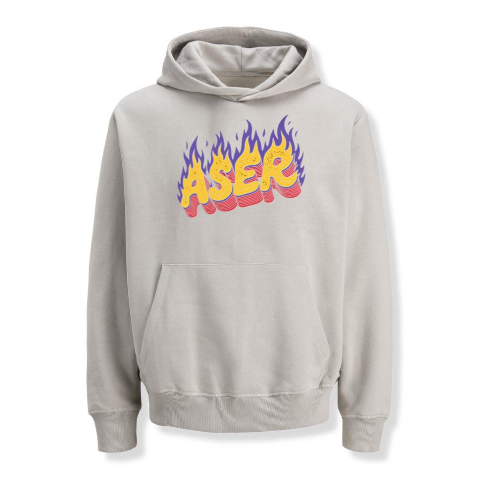 Aser Fire Retro Lettering Graphic Hoodies