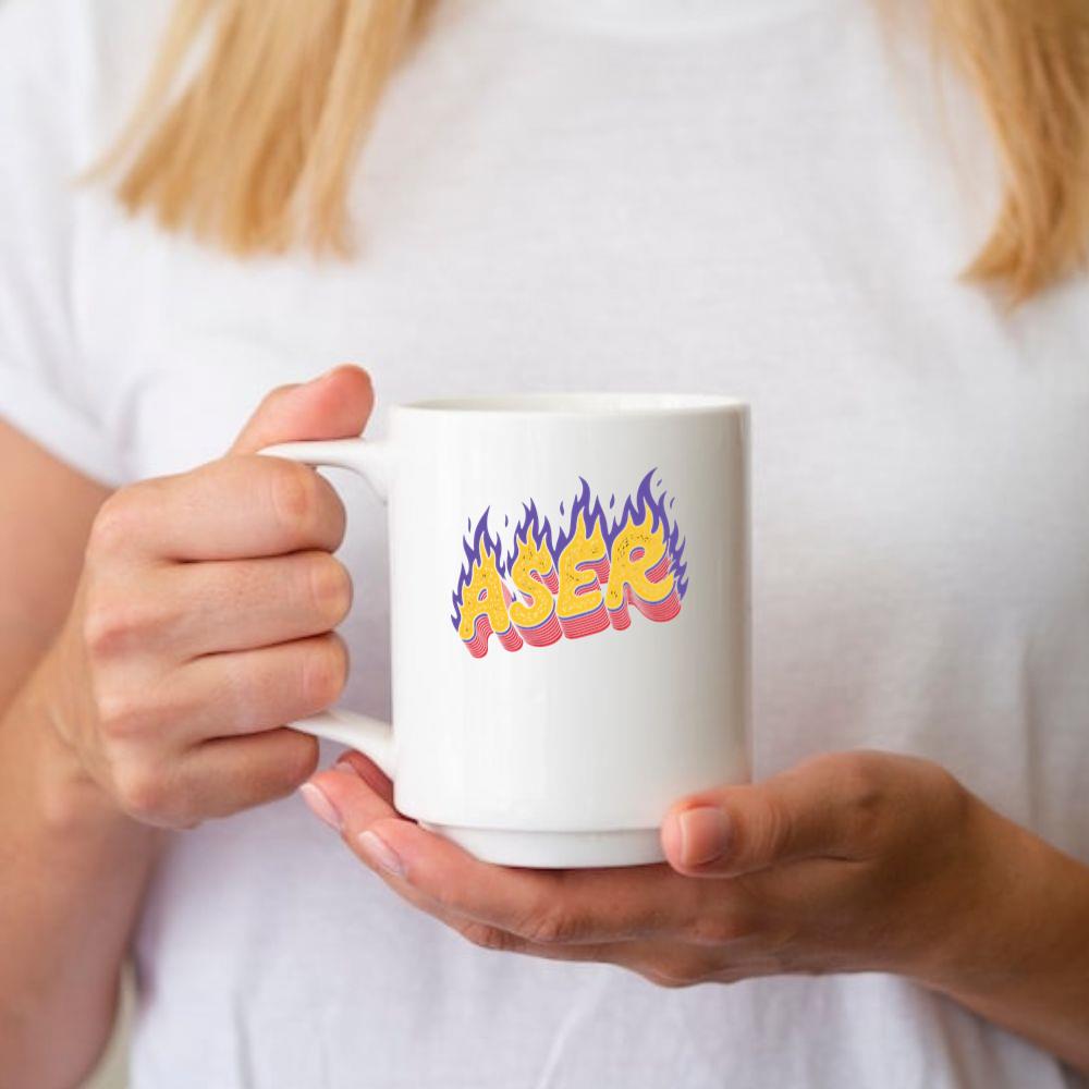 Aser Fire Retro Lettering Graphic Mug