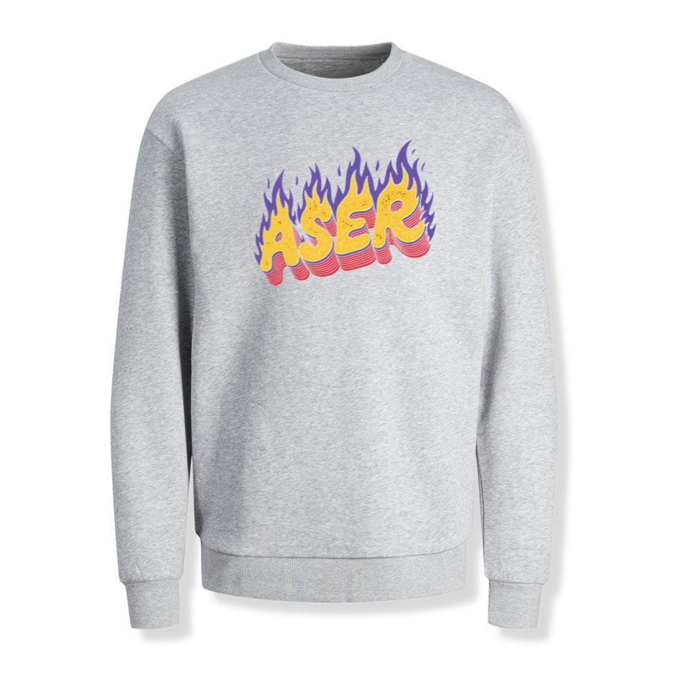 Aser Fire Retro Lettering Graphic Sweatshirt
