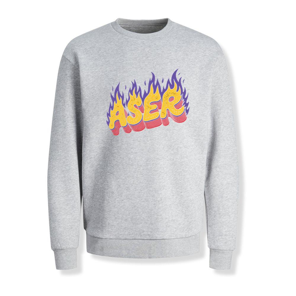 Aser Fire Retro Lettering Graphic Sweatshirt