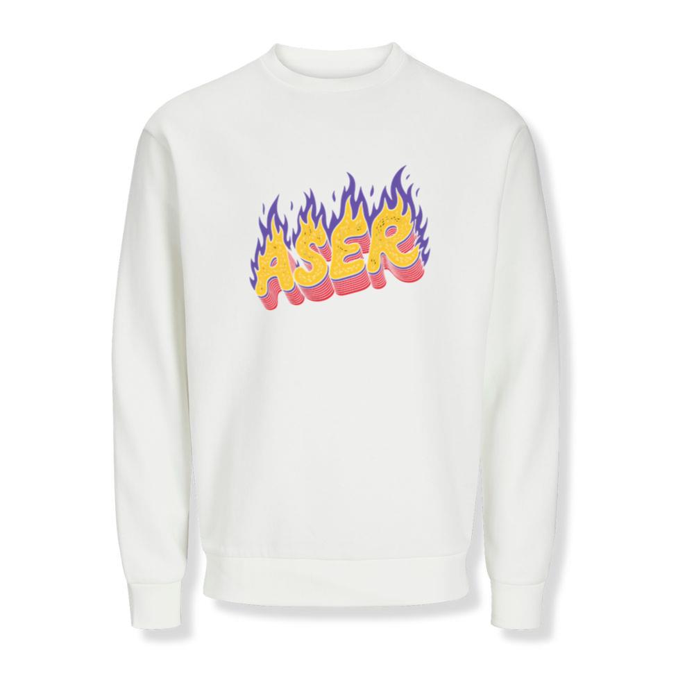 Aser Fire Retro Lettering Graphic Sweatshirts